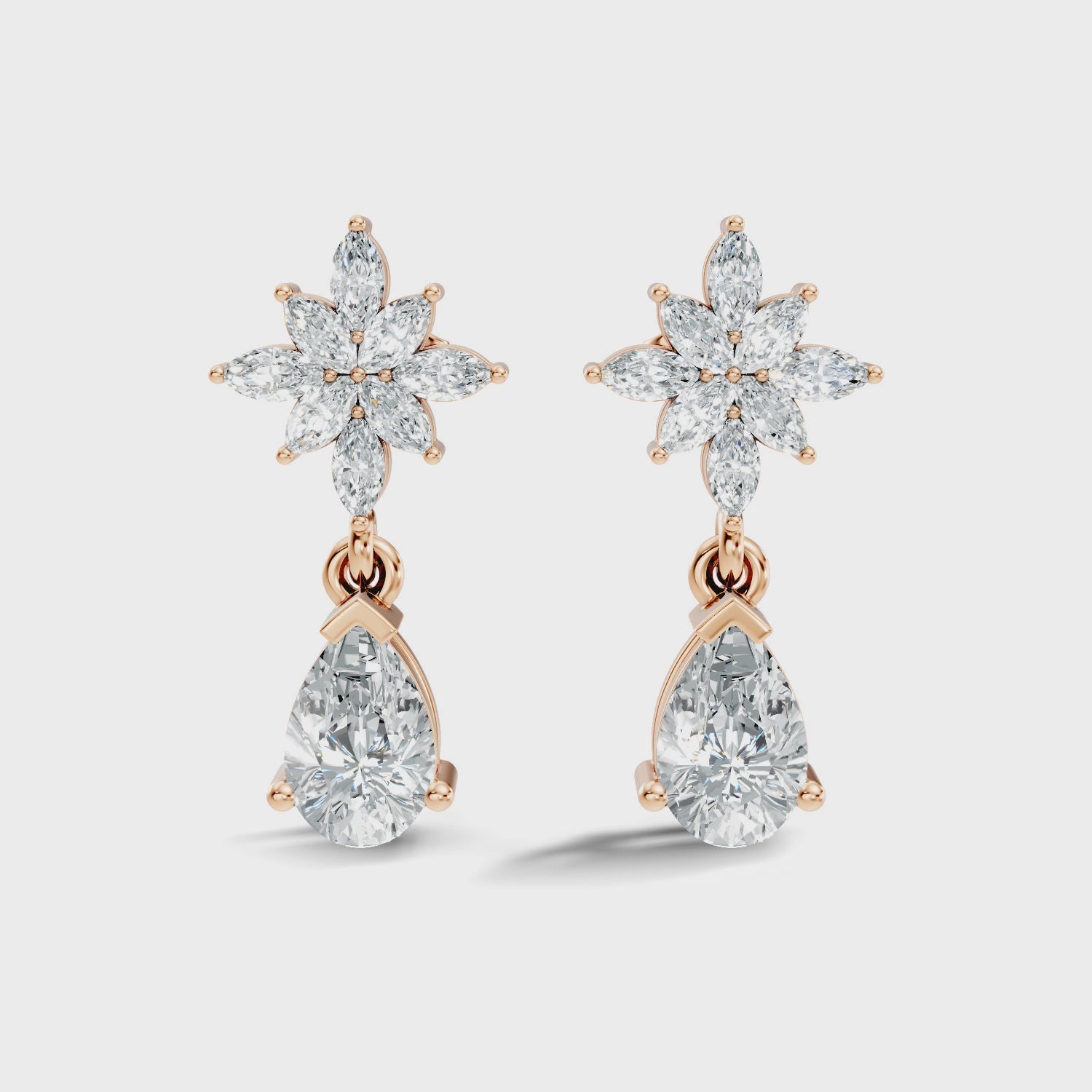Floral Starburst Marquise & Pear Drop Earrings