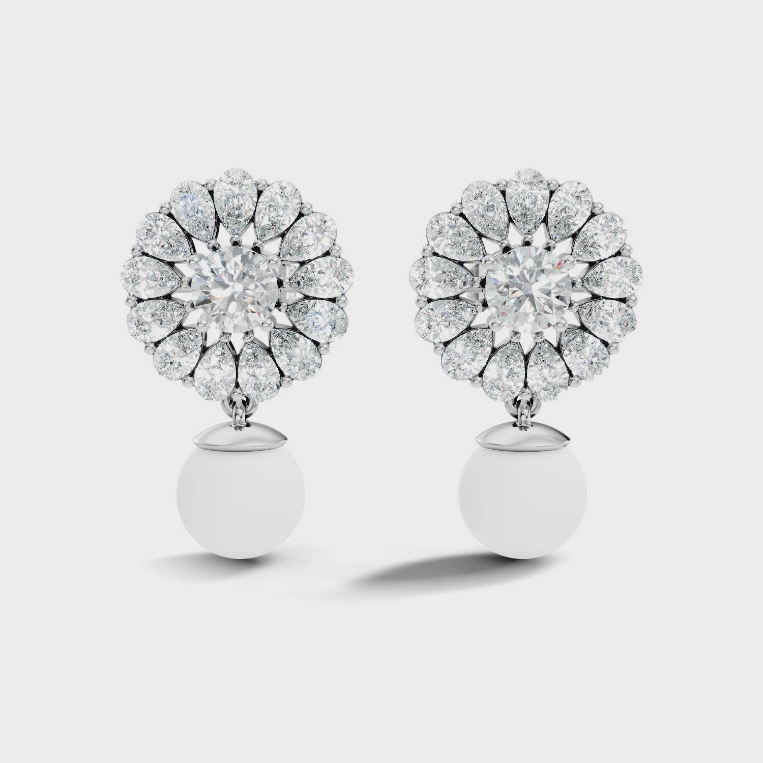 Blooming Sunflower Pearl Drop Earrings