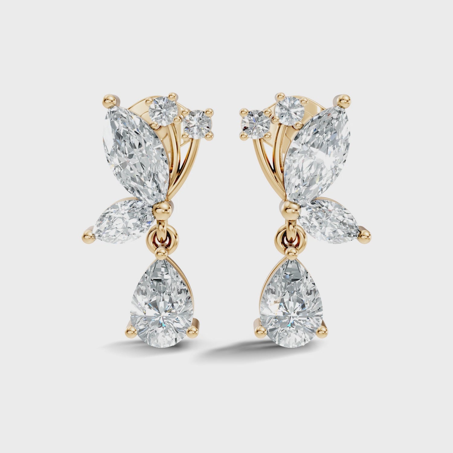 Marquise Floral Branch Pear Drop Earrings