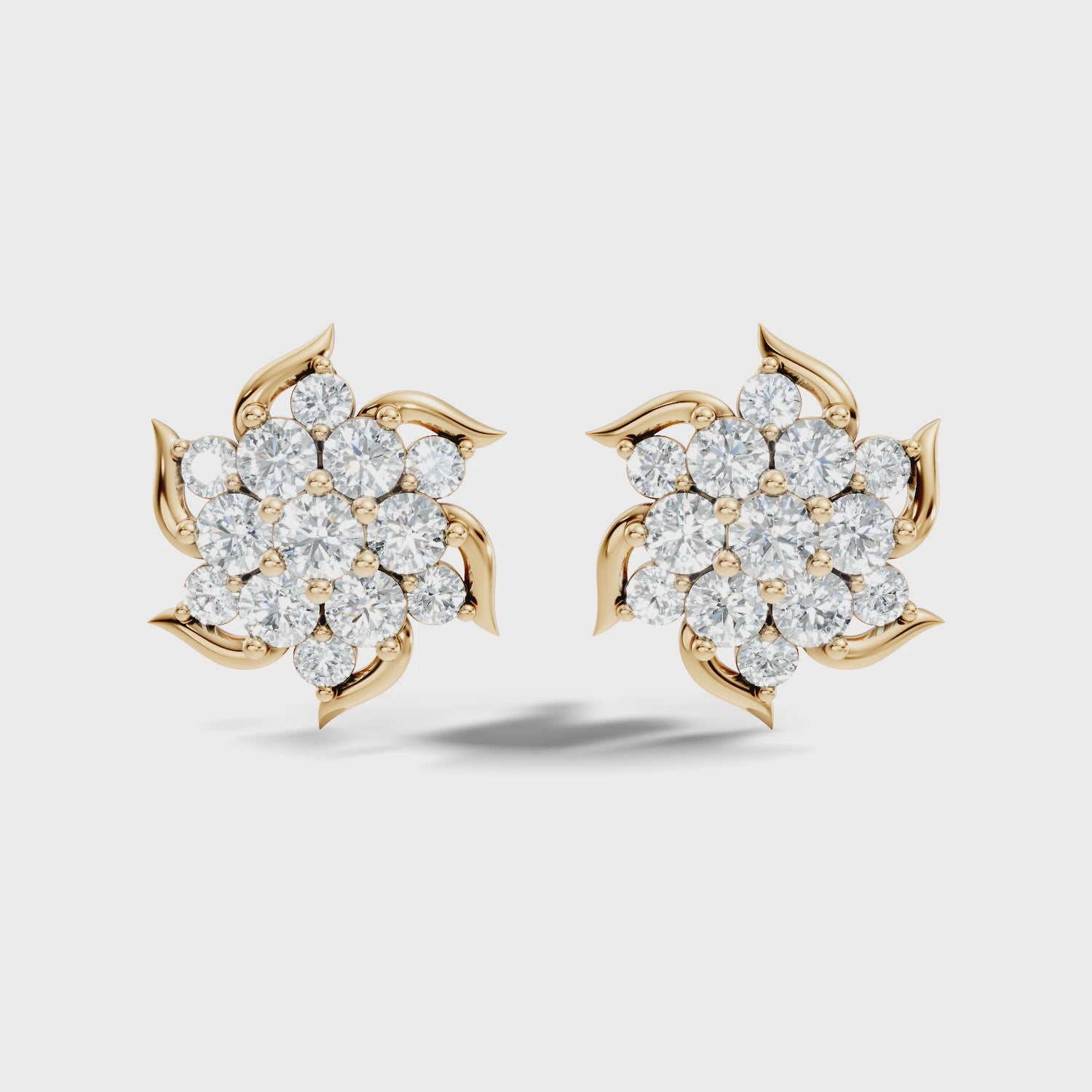 Round Brilliant Cut Diamond Pinwheel Cluster Stud