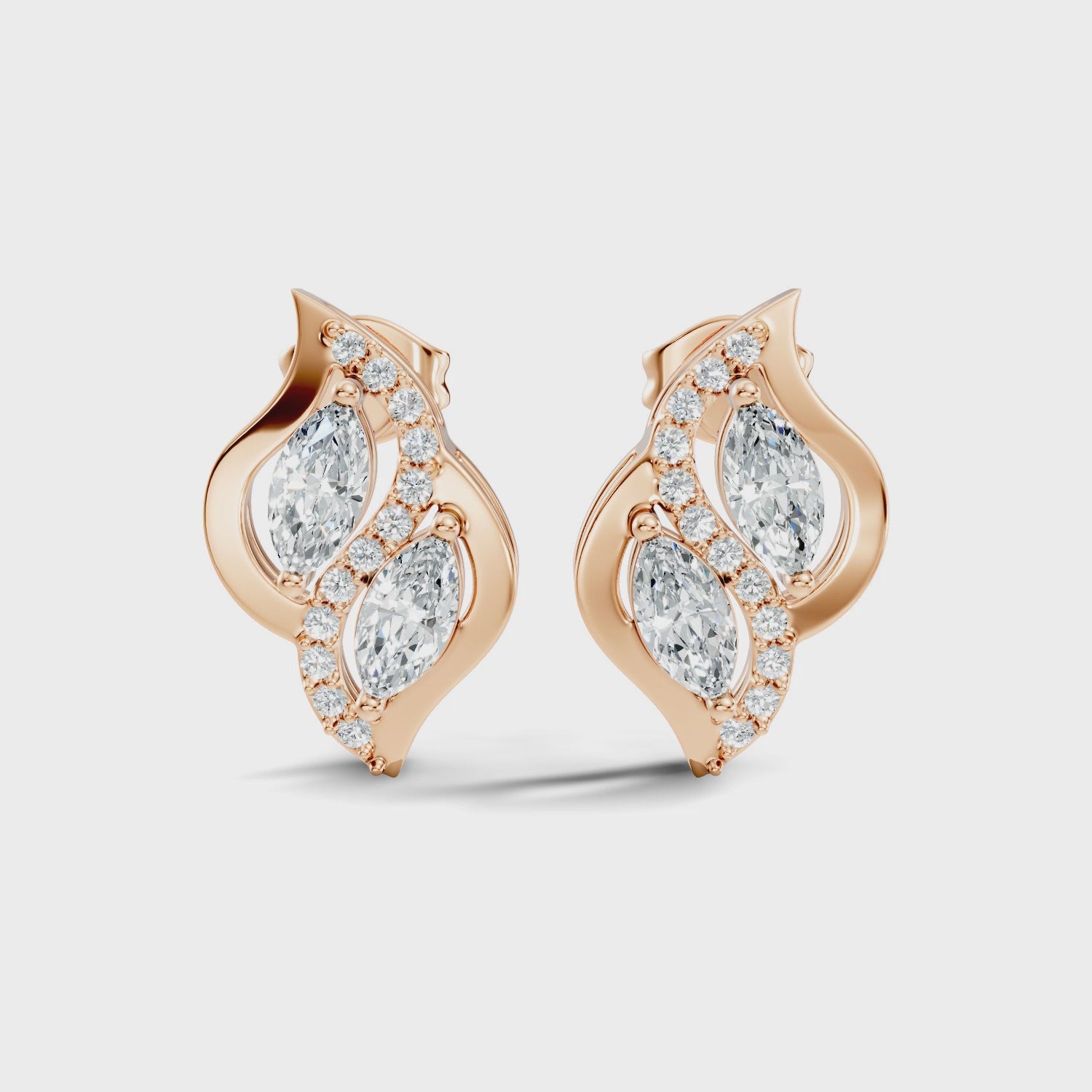 Elegant Marquise & Round Diamond Swirl Stud