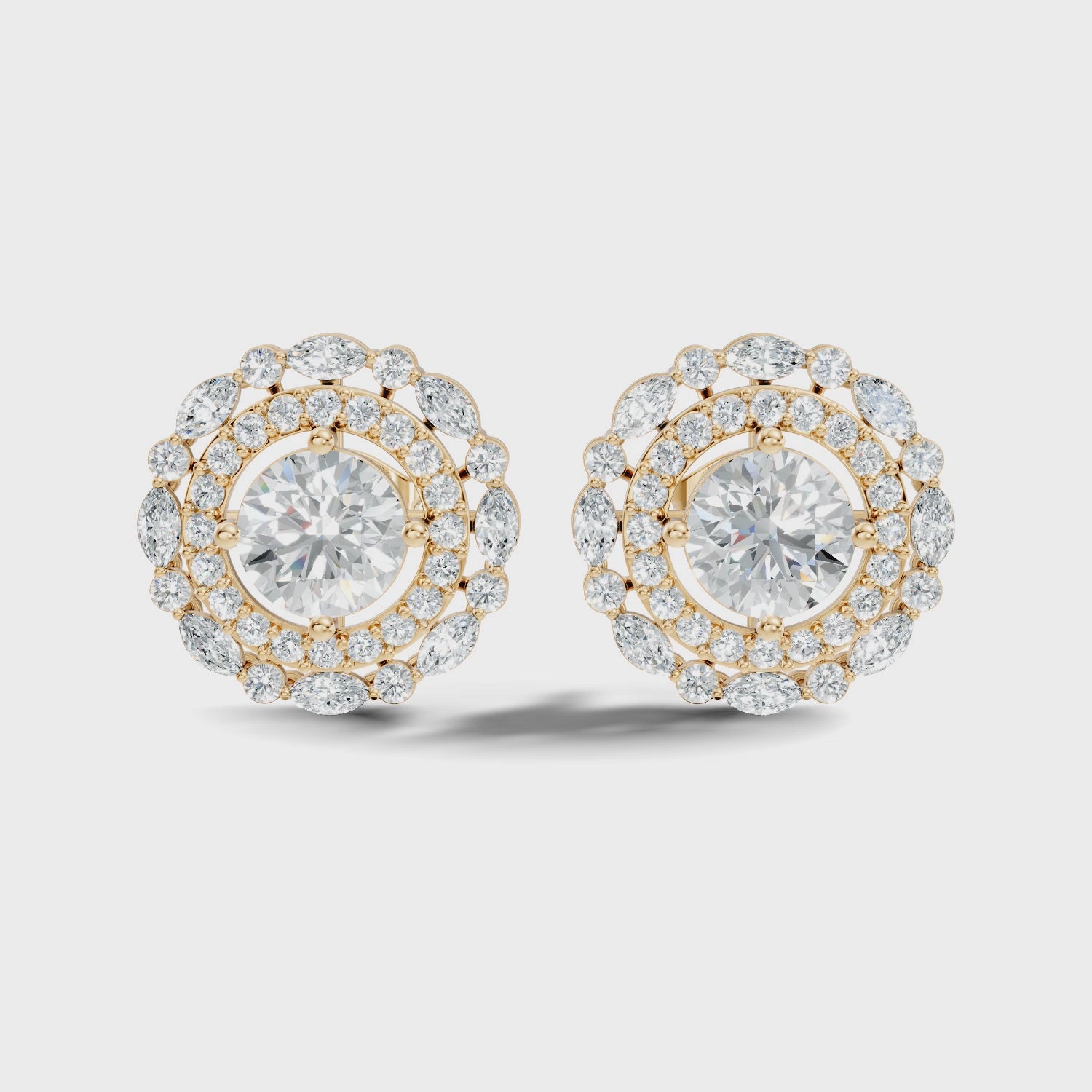 Solitaire & Double Halo Marquise Diamond Stud