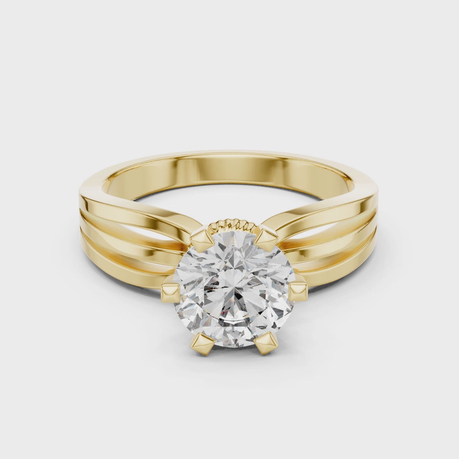 Round Solitaire Split-Shank Trellis Engagement Ring