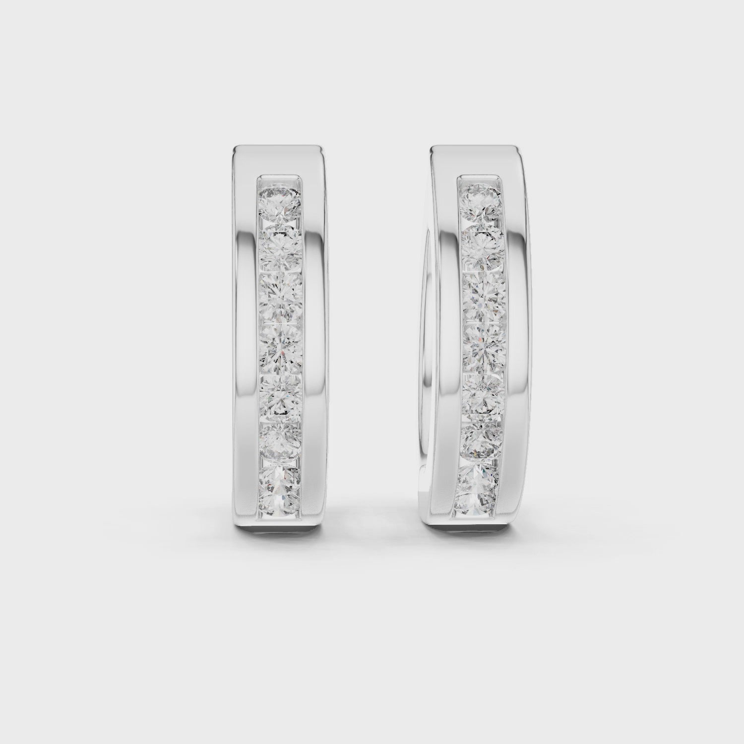 Channel-Set Round Diamond Huggie Hoop Earrings