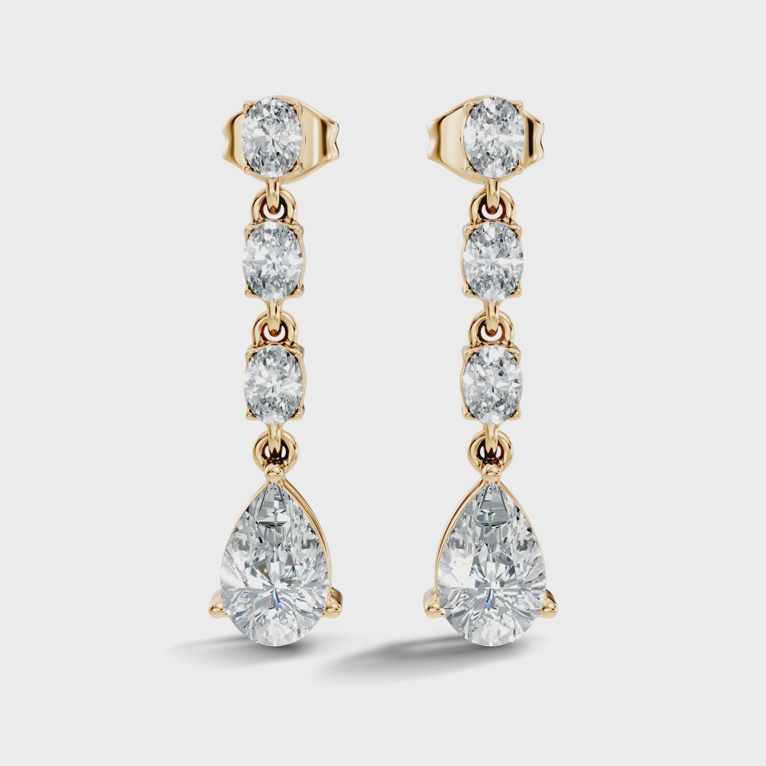 Linear Pear-Cut Diamond Drop Earrings