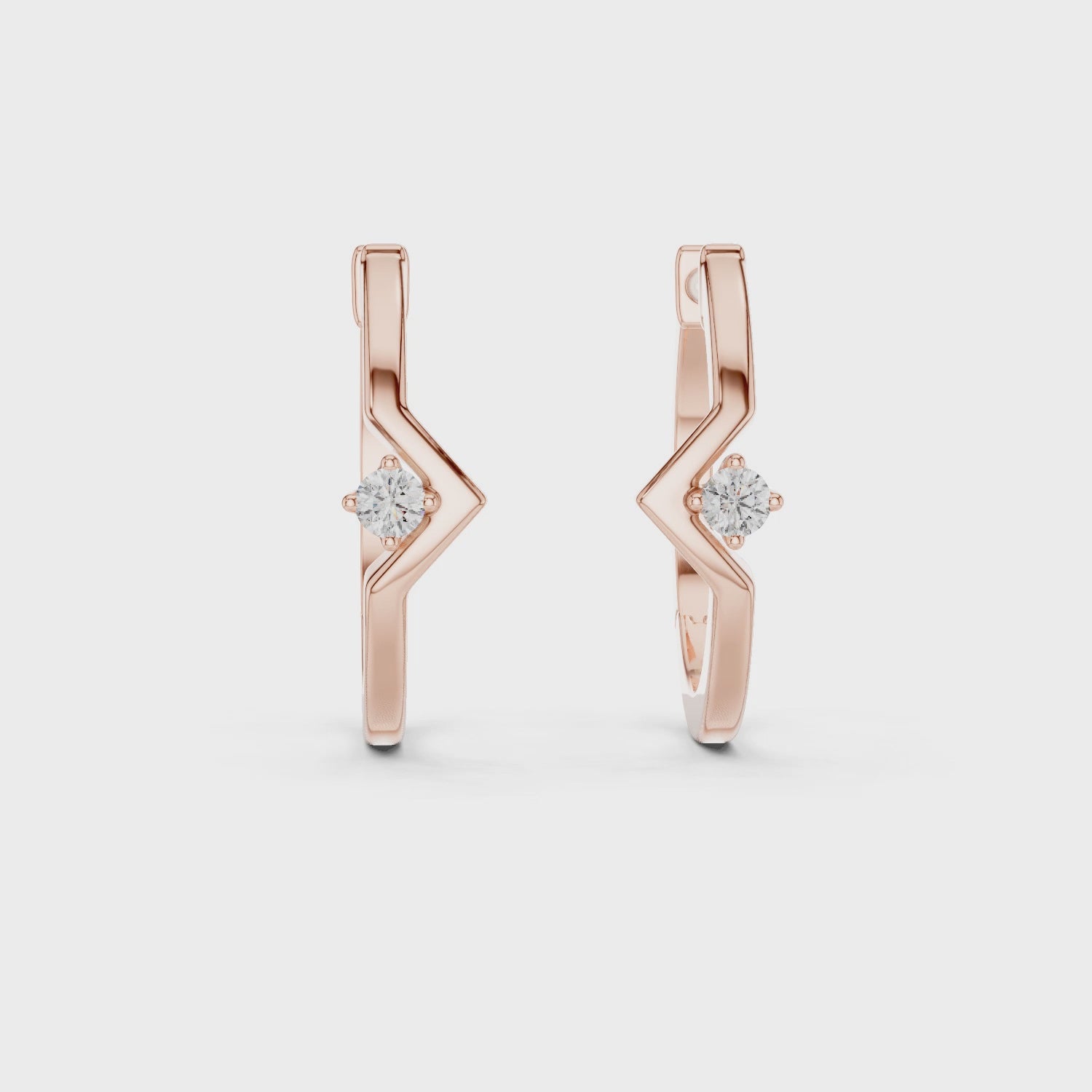 Minimalist V-Chevron Diamond Hoop Earring