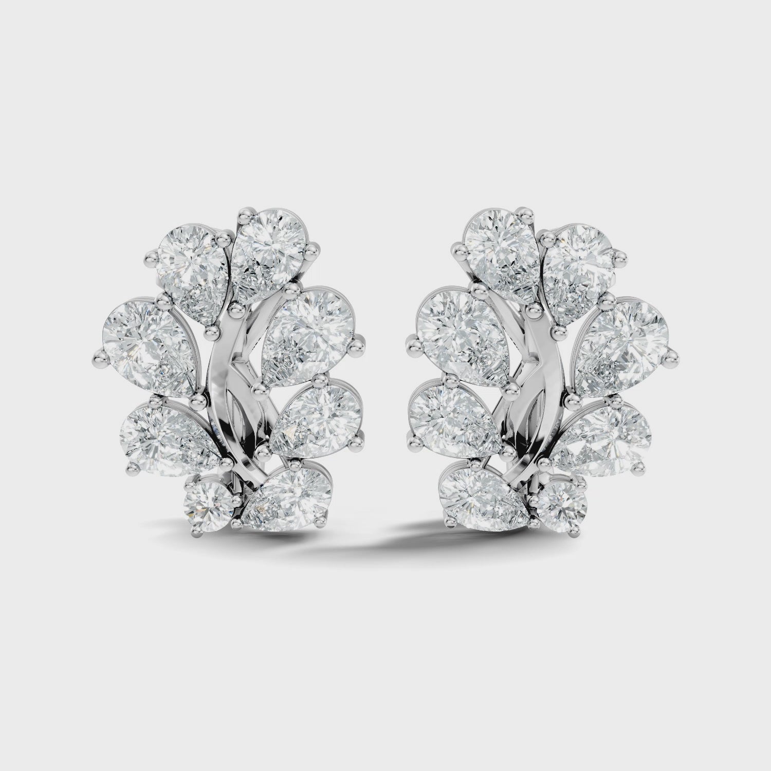 Pear-Cut Diamond Cluster Blossom Stud