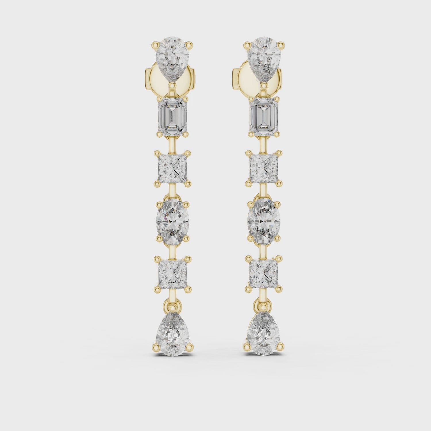 Multi-Shape Diamond Drop Earrings