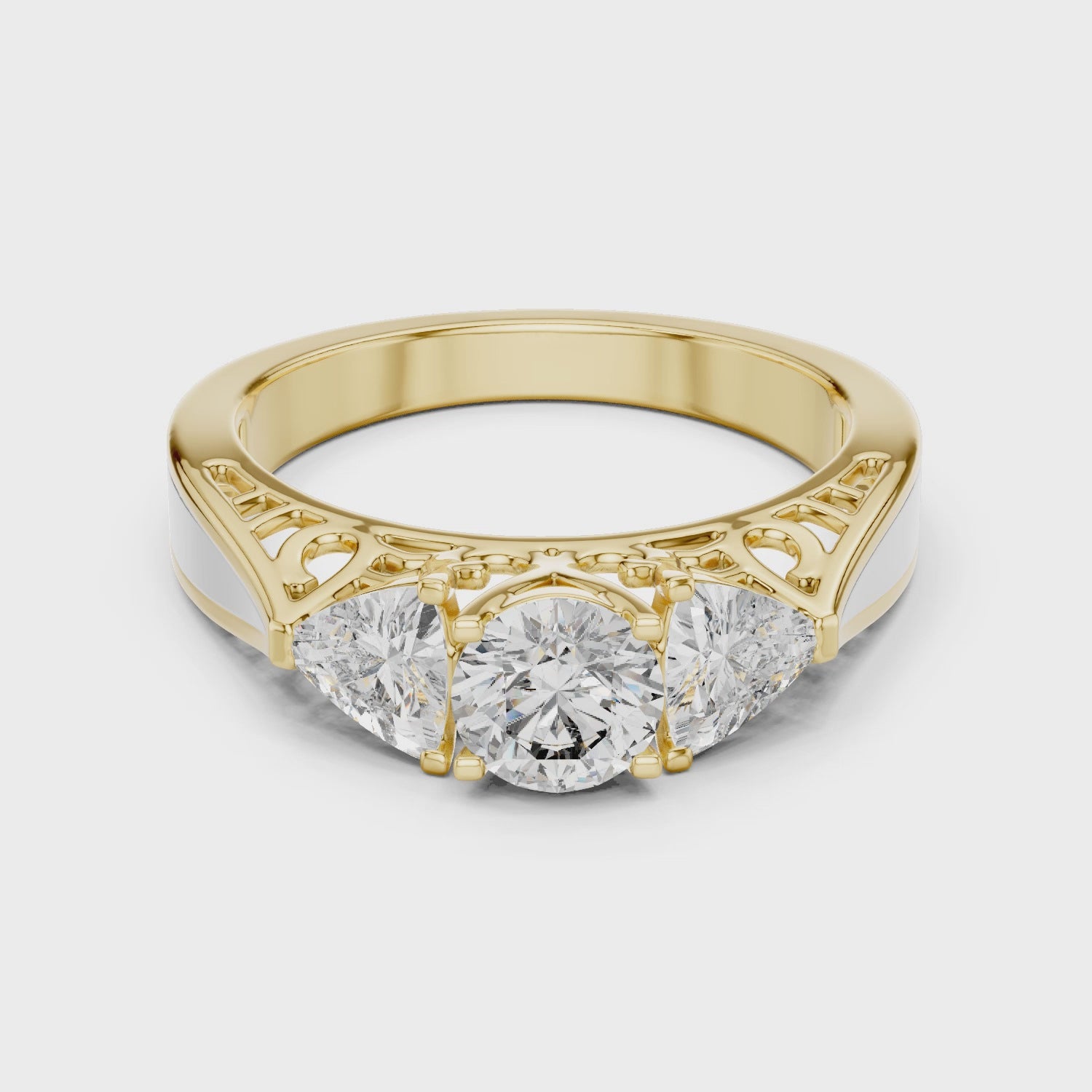 1.020 ct Three-Stone Round & Trillion Vintage Engagement Ring