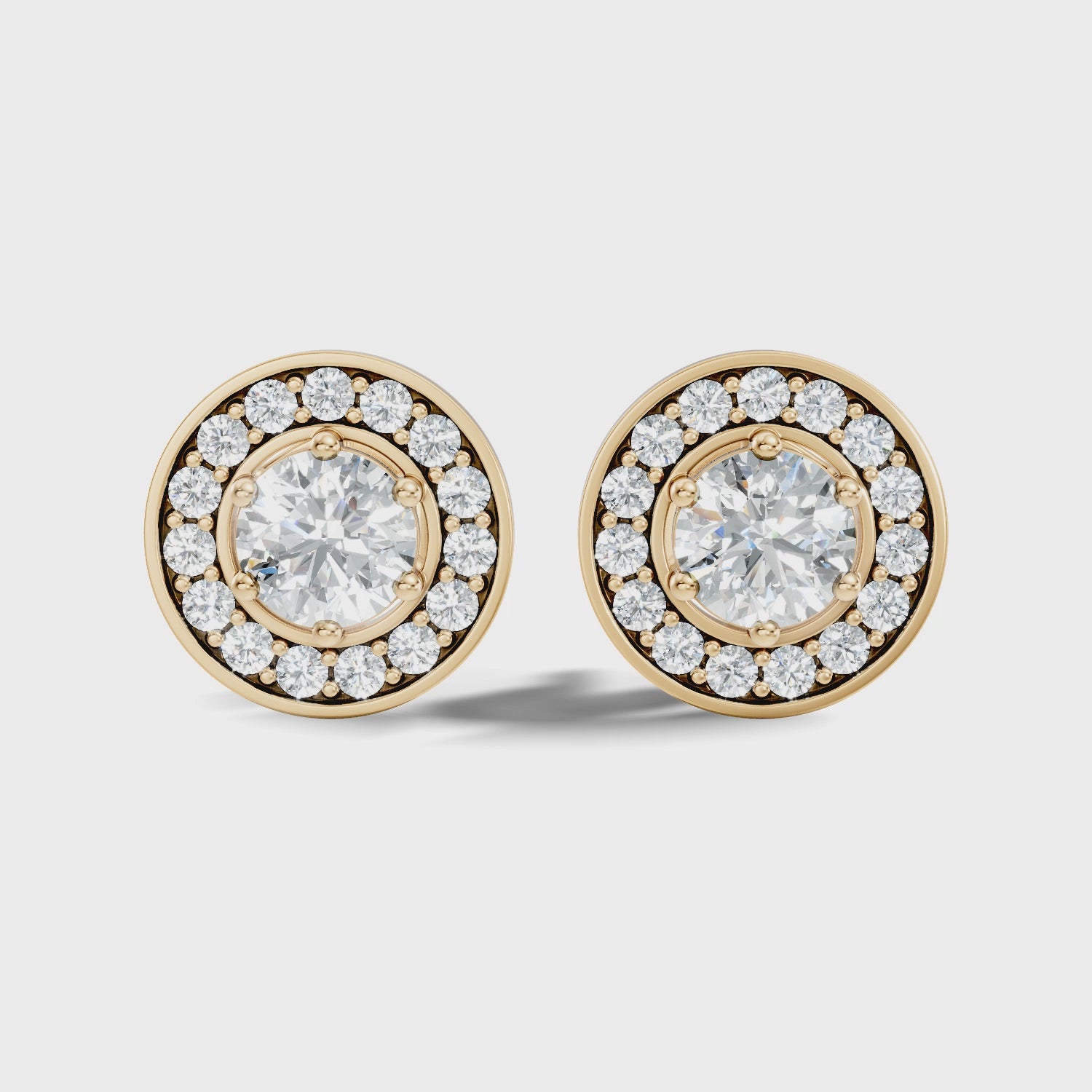 Round Solitaire Halo Stud